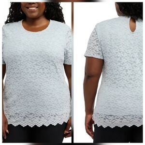 BNWT Teddi Rose Sz XL Lace Women's Top Light Blue Romantic Office Classic Boho